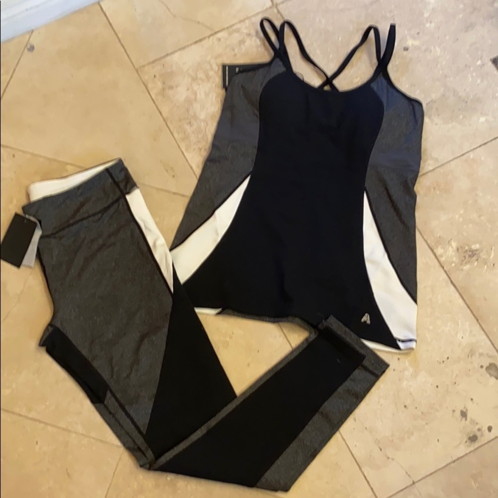 Pump it up 2 tone legging with cami top set